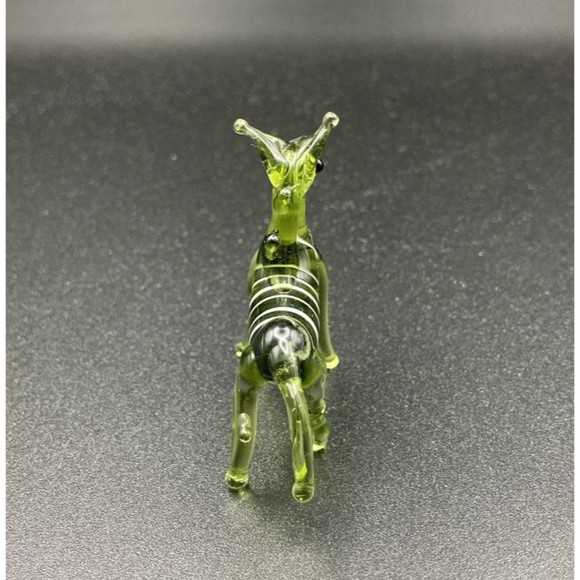 Vintage MCM Blown Glass Zebra Figurine Green Mid Century Murano Style Mini - Picture 6 of 7